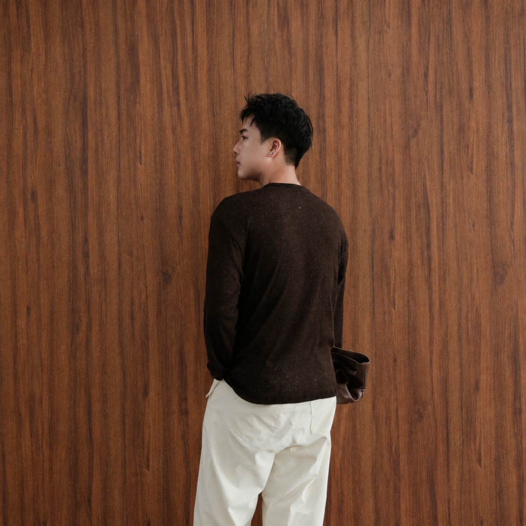 Áo Len Nam Dài Tay Chất Len Hàn, Áo Henley Nam Nâu Choco Form Relaxed Phong Cách Thu Đông BOM.CORNER | BigBuy360 - bigbuy360.vn