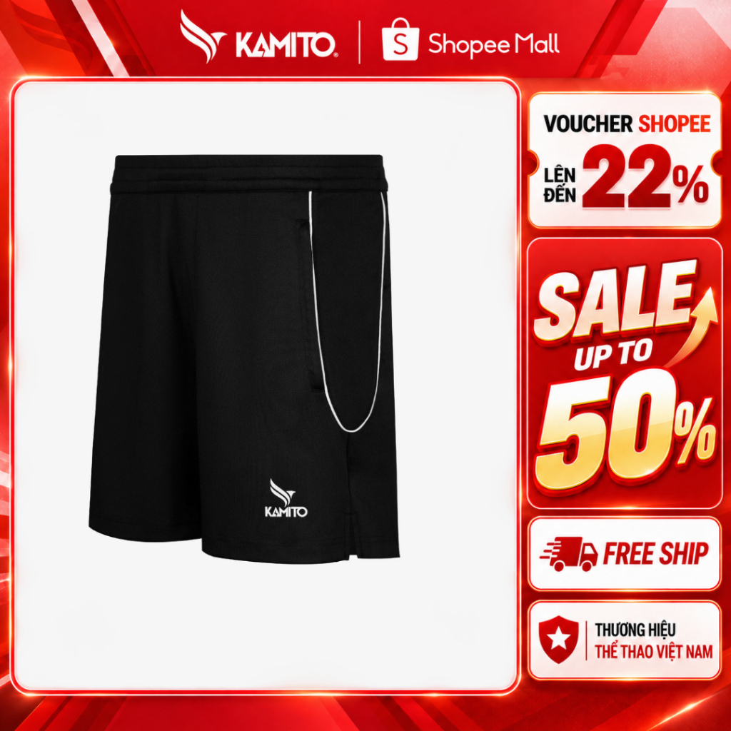 Quần Short Pickleball Kamito Trình Nam V4, Quần short thể thao, thoáng mát co giãn tốt