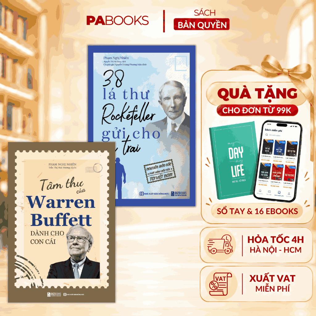 Combo 2 Cuốn 38 Lá Thư Rockefeller Gửi Cho Con Trai Và Tâm Thư Của Warren Buffett Dành Cho Con Cái - Bizbooks
