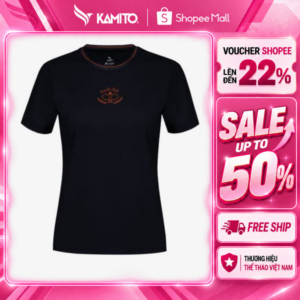 Áo Tshirt Pickleball Kamito Trình Nữ 2, Áo thể thao Nữ, Áo thun nữ pickleball, Co giãn thoáng khí