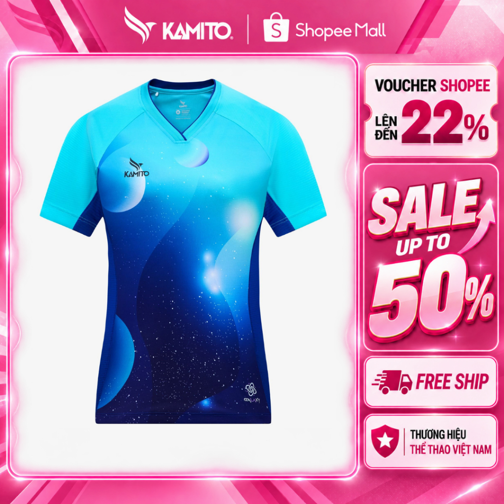Áo T-shirt cầu lông nữ Kamito Galaxy 3, Áo Thun Thể Thao, Áo Cầu Lông Nữ