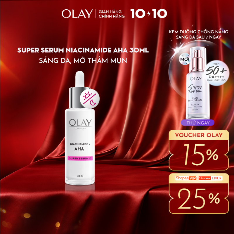 Super Serum OLAY LUMINOUS NIACINAMIDE AHA Dưỡng Sáng Da, Mờ Thâm Mụn 30ML