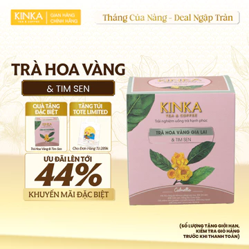 [CHÍNH HÃNG] KINKA Trà Tim Sen & Hoa Vàng Gia Lai Loại Trà Túi Lọc - Trà Giúp An Thần, Ngủ Ngon - Hộp 20 Gói