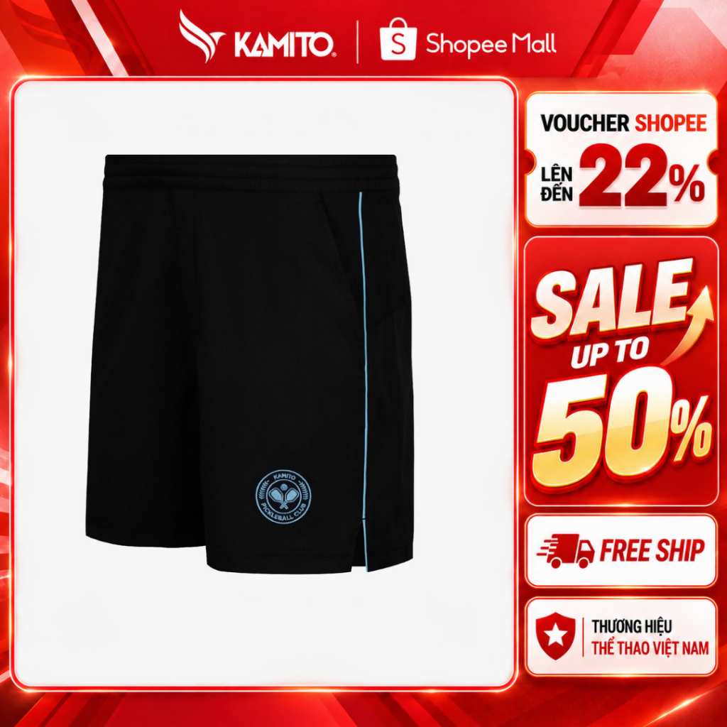 Quần Short Pickleball Kamito Trình Nam V1, Quần short thể thao Nam, Thoáng khí co giãn tốt