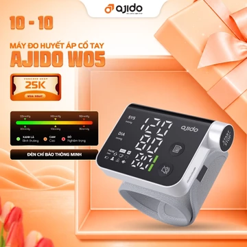 Máy Đo Huyết Áp Tự Động Cổ Tay Ajido W05, Phát Hiện Nhịp Tim Bất Thường Hỗ Trợ Giọng Nói Tiếng Việt, Bảo Hành Chính Hãng