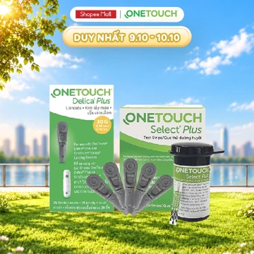 Combo Que Thử Đường Huyết OneTouch Select Plus B/25 và Kim Lấy Máu OneTouch Delica Plus