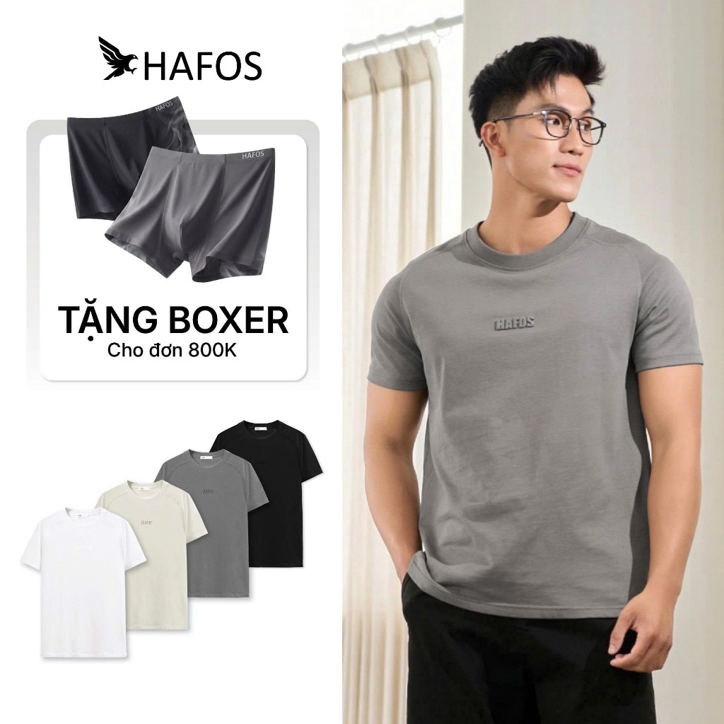 Áo thun nam ROOKEE HAFOS logo in nổi giặt thoải mái. Áo thun nam raglan phần vai tôn dáng, form suôn vừa vặn