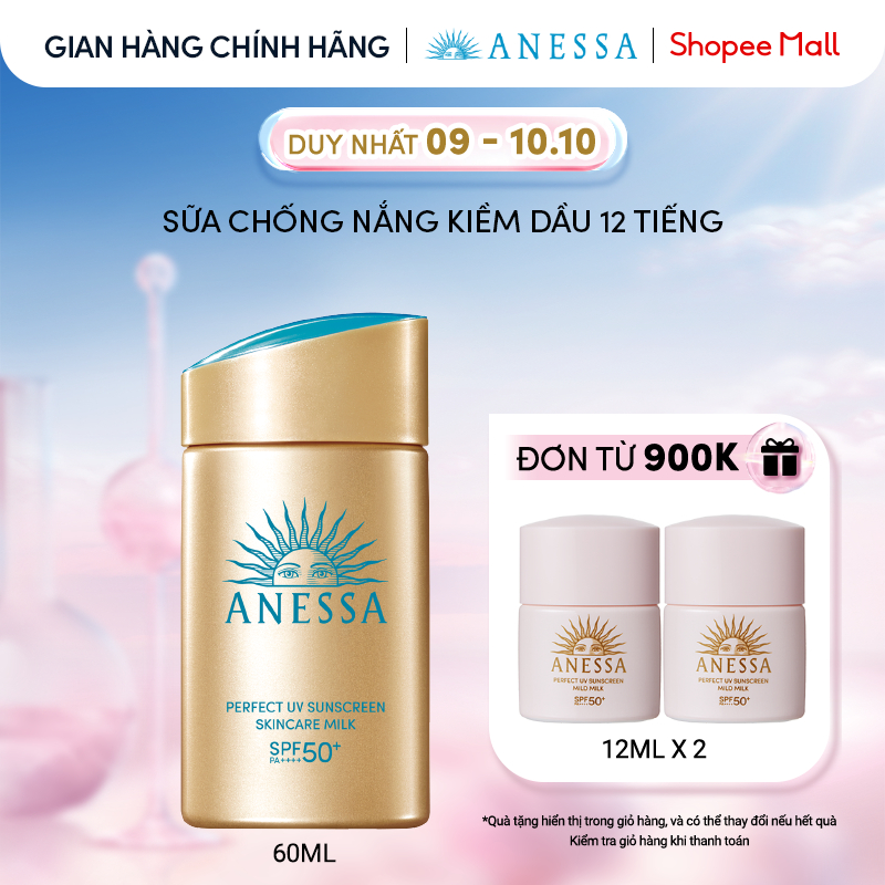 [LIVE 2] Sữa chống nắng dưỡng da kiềm dầu bảo vệ hoàn hảo Anessa Gold Milk SPF50+ PA++++ 60ml