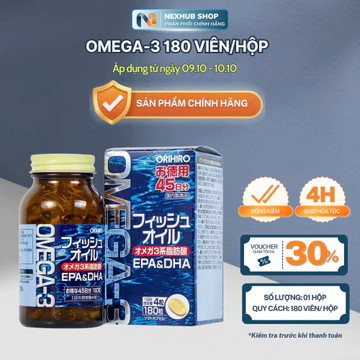 Omega 3 Orihiro 180 Viên - Dầu Cá Omega-3, Omega 3 Nhật Bản