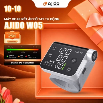 Máy Đo Huyết Áp Cổ Tay Tự Động Ajido W05 - Đo Huyết Áp Chính Xác, Phát Hiện Nhịp Tim Bất Thường, Giọng Nói Tiếng Việt