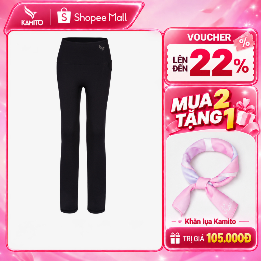 Quần Legging Pickleball Kamito Active V1.1, Quần legging dài nữ cạp cao ôm body, Quần tập Yoga Gym