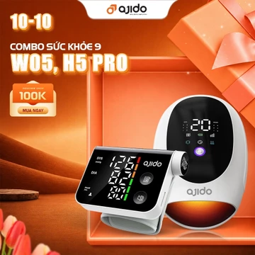 [COMBO 9] Máy Massage Tay Ajido H5 Pro, Mát Xa Nhiệt Chuyên Sâu, Giảm Tê Bì Tay Và Máy Đo Huyết Áp Cổ Tay Tự Động W05
