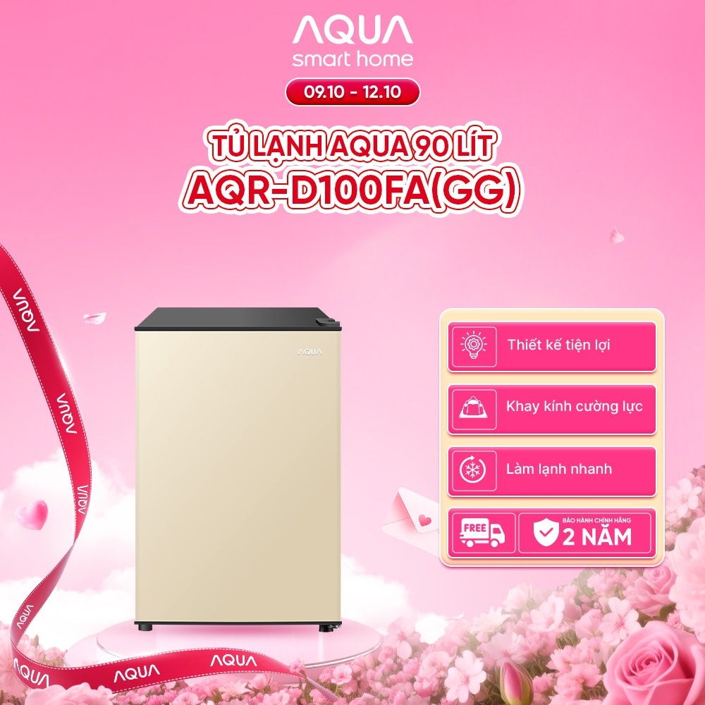 [DEAL XIN THÁNG 10] Tủ lạnh mini Aqua 90 lít AQR-D100FA(GG) - Màu be - Freeship - Có đồng kiểm