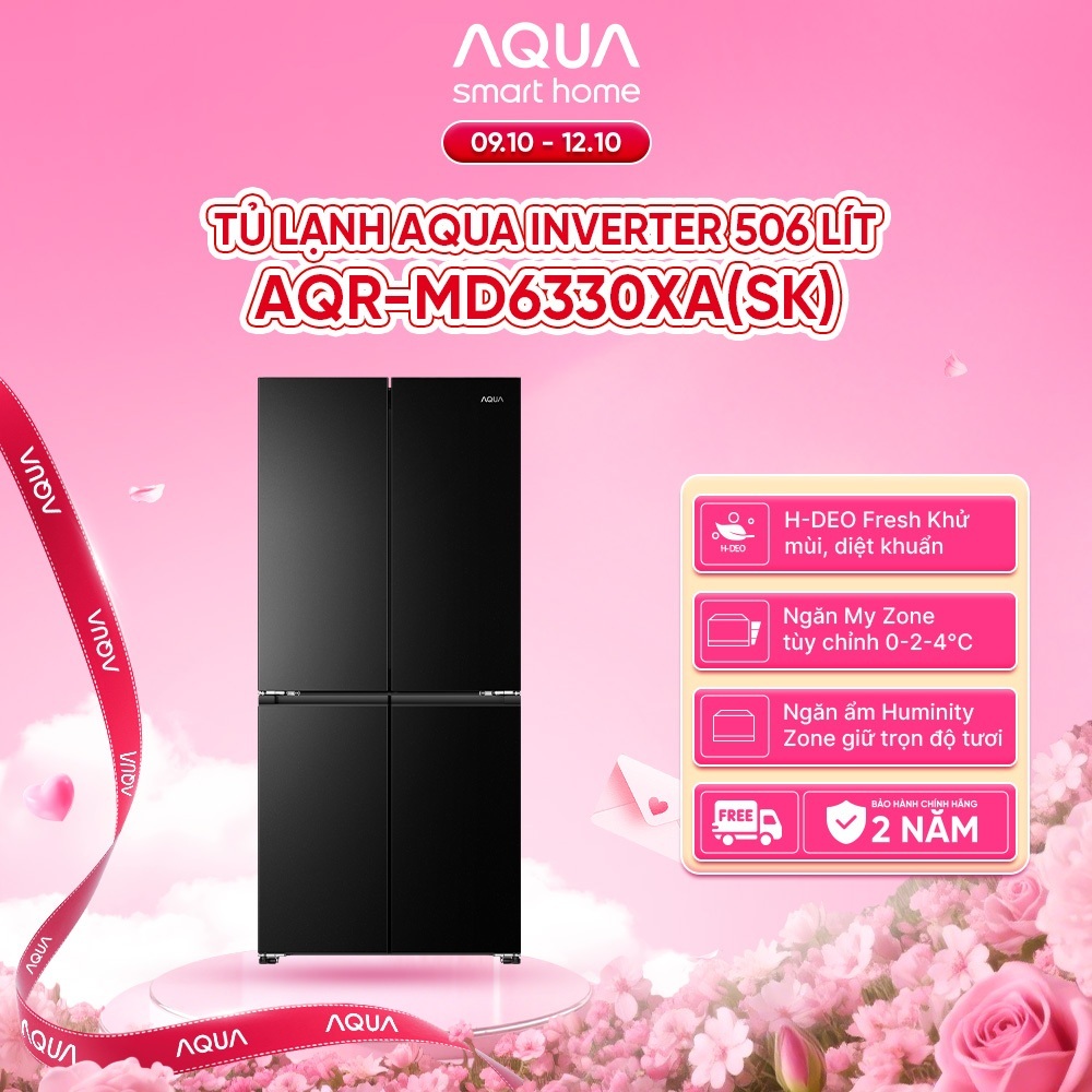 [SẴN HÀNG - SẢN PHẨM MỚI] Tủ lạnh Aqua Inverter 506 lít Multi Door AQR-MD6330XA(SK) - Bảo hành 2 năm - Freeship