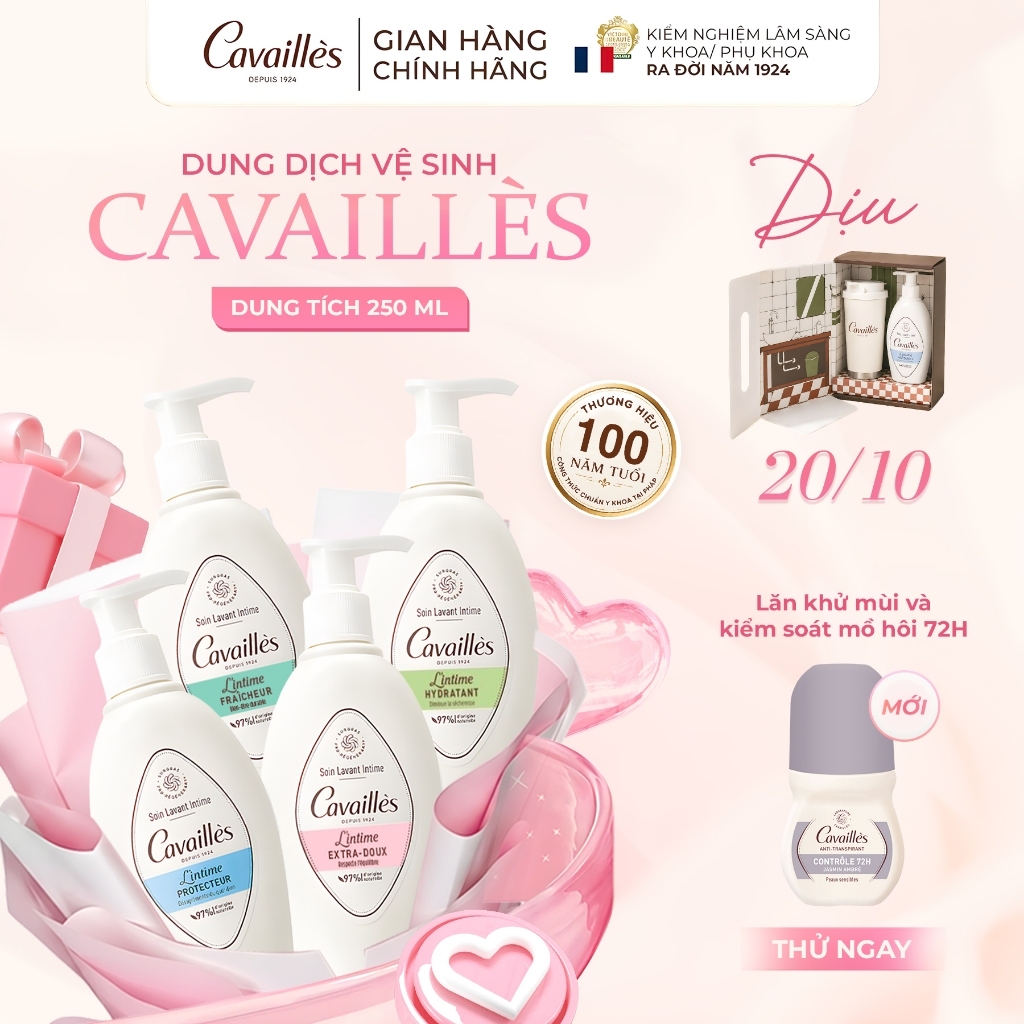 Dung Dịch Vệ Sinh Phụ Nữ Rogé Cavailles Siêu Dưỡng Phục Hồi Niêm Mạc - Giúp Cân Bằng pH, Làm Sạch, Dịu Nhẹ 250ml