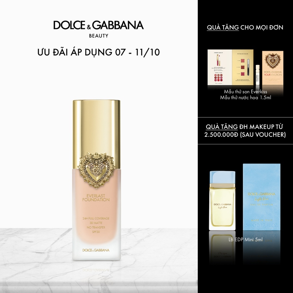[CHÍNH HÃNG] Kem Nền Trang Điểm Dolce&Gabbana Everlast Foundation SPF20 PA+++ 27ml