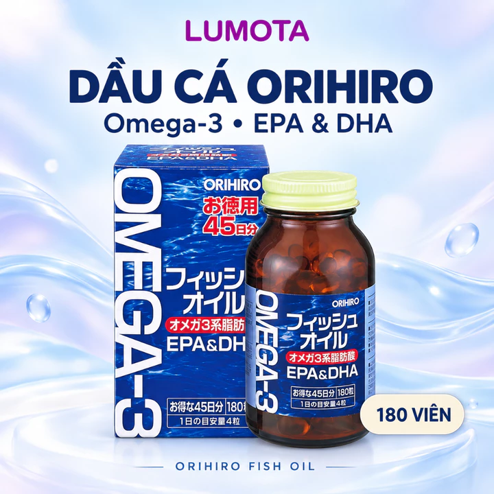 Viên Uống Dầu Cá Omega 3 Orihiro Fish Oil 180 viên Lumota Store