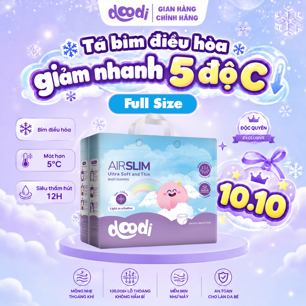 [Full Size] Tã Bỉm Điều Hòa Doodi Siêu Mỏng Thoáng Khí