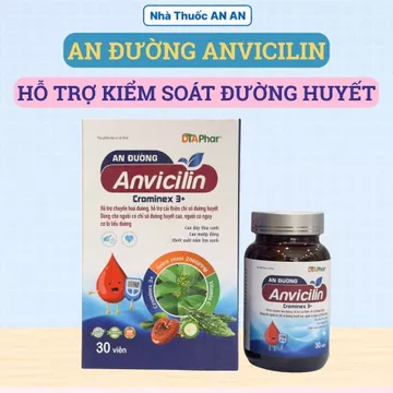 Viên uống giảm đường huyết, ổn định huyết áp Anvicilin - Hộp 30 viên Date 1/2027