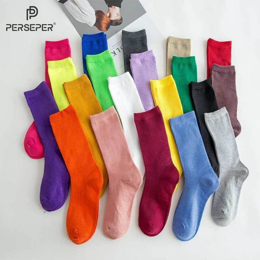 Tất vớ nam nữ cổ cao basic Hàn Quốc đủ màu, chất liệu cotton co dãn, thấm hút mồ hôi - Ekiu Shop
