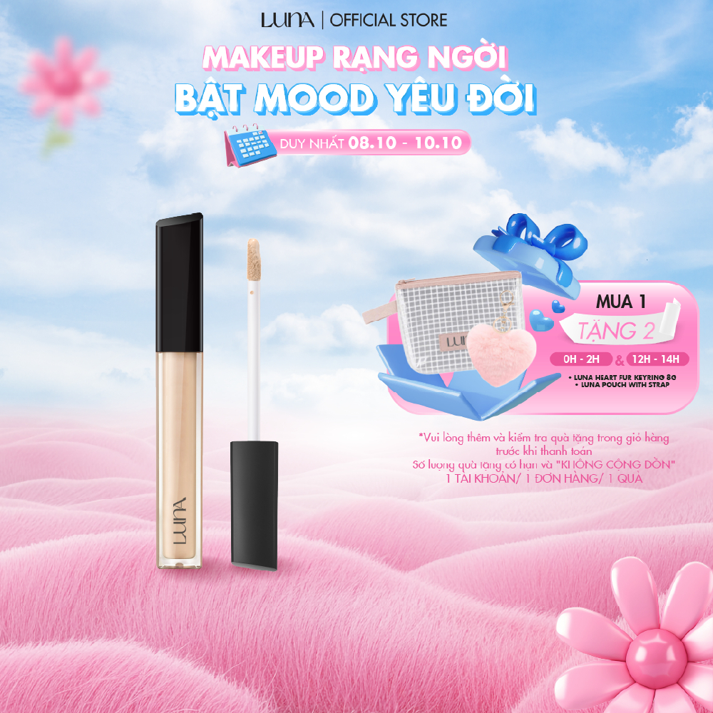 Kem che khuyết điểm lâu trôi Luna LongLasting Tip Concealer Cover-Fit hoàn hảo tự nhiên 7.5g