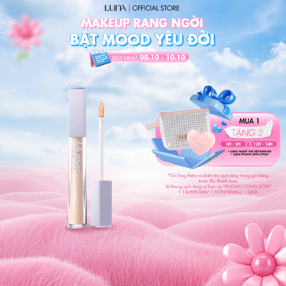 Kem che khuyết điểm Luna Hyper Cover Tip Concealer cho lớp nền mỏng nhẹ mịn mượt 6g