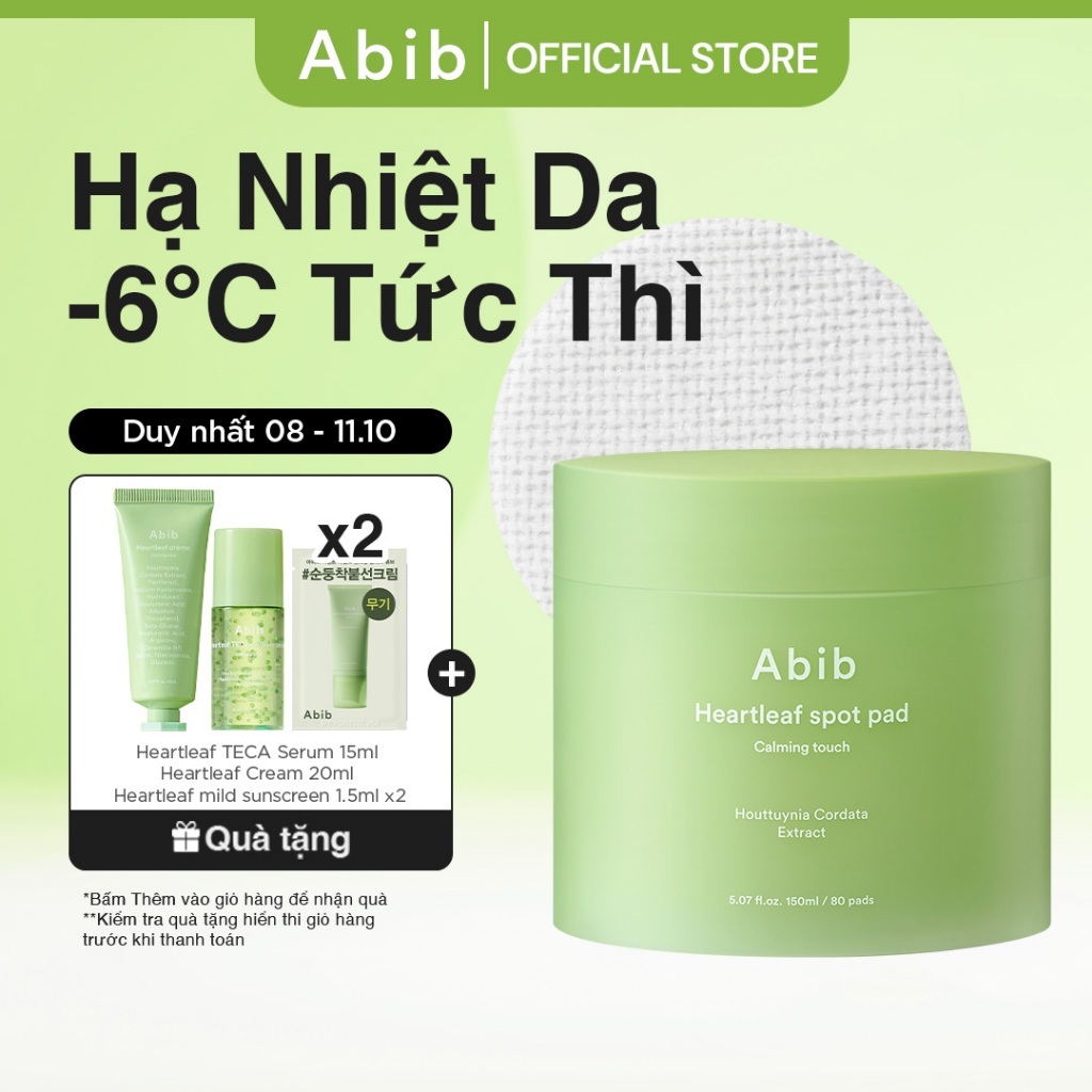 Toner pad diếp cá làm dịu & tẩy tế bào chết Abib Heartleaf Spot Pad Calming Touch (80 miếng)