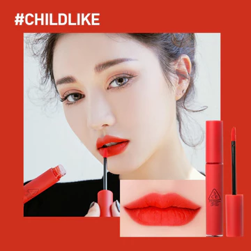 [HSD 30/9/2027] Son kem lì mềm mịn lâu trôi Hàn Quốc màu đỏ cam 3CE Velvet Lip Tint #Child Like 4,0g