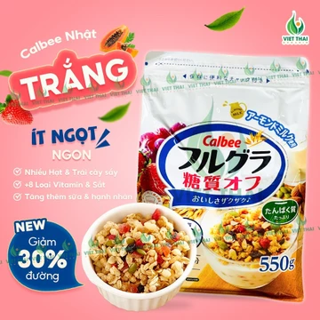 [GIẢM 30% NGỌT] Ngũ Cốc Calbee Trắng Dinh Dưỡng Ăn Kiêng Giảm Cân Granola Ăn Sáng Nhật Bản Ít Đường Mix Trái Cây