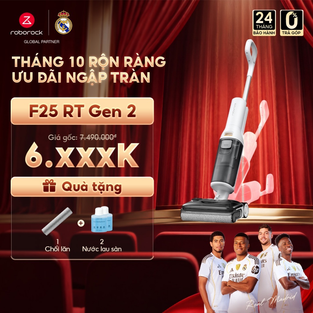Roborock F25 RT Gen 2 máy hút bụi lau nhà cầm tay không dây | Lực hút 20.000Pa | Bảo hành 2 năm