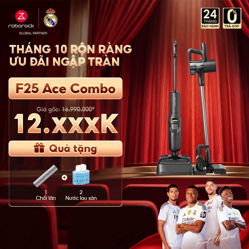 Roborock F25 Ace combo máy hút bụi lau nhà cầm tay không dây | Lực hút 20000pa | Bảo hành 24 tháng