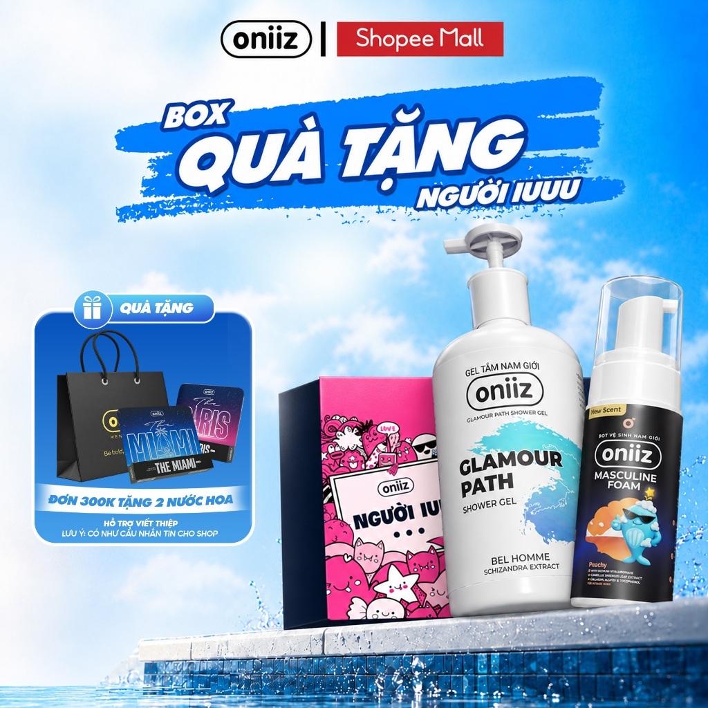 Quà Tặng Người IUU - Sữa tắm hương nước hoa 500ml, Bọt vệ sinh nam giới 100ml | Quà tặng nam giới