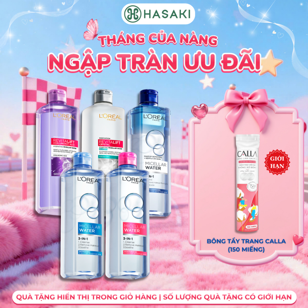 [DAILY] Nước Tẩy Trang L'oreal Dành Cho Da Dầu, Da Nhạy Cảm, Làm Sạch Trang Điểm 400ml Hasaki