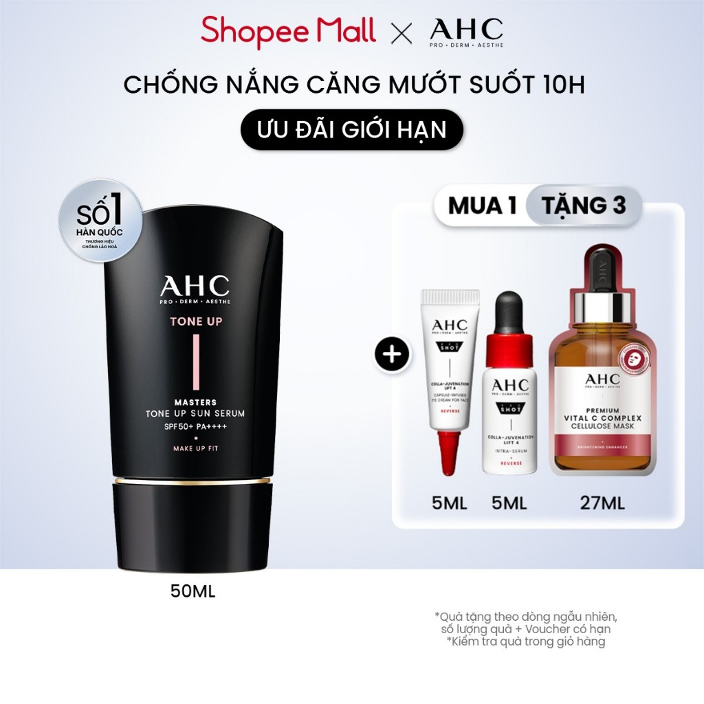 [Hàng mới về] Serum Chống Nắng Hiệu Chỉnh Sắc Da, Nâng Tone Chuẩn Hàn (50 ml) AHC MASTERS TONE UP SUN SERUM