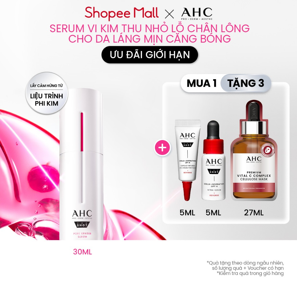 Tinh Chất Serum Vi Kim Thu Nhỏ Lỗ Chân Lông AHC Cho Da Láng Mịn Căng Bóng (Retinol + Glutathione + Niacinamide) 30ml