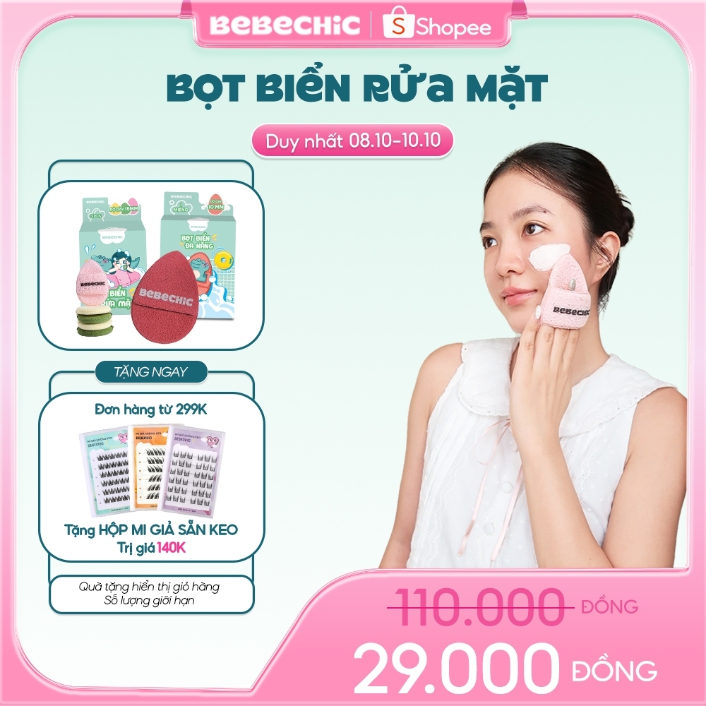 Bông Mút Bọt Biển Rửa Mặt BEBECHIC Mềm Mại, Hỗ Trợ Tạo Bọt, Làm Sạch Da Mặt Hiệu Quả (Hộp 3 Mút)