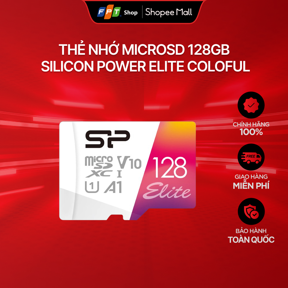 Thẻ nhớ MicroSD 128GB Silicon Power Elite Coloful