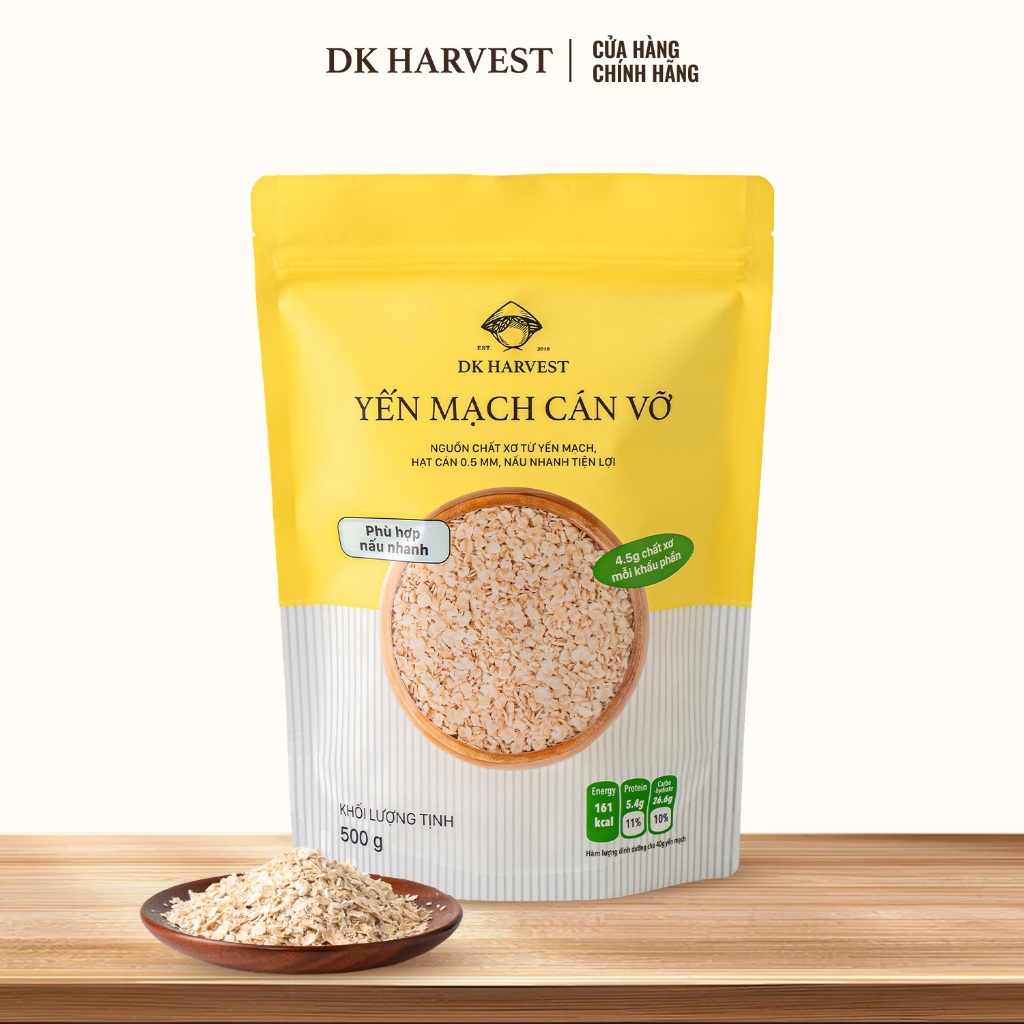 Yến mạch cán vỡ ăn liền DK HARVEST, nhập khẩu Úc, nấu cháo yến mạch, nguyên cám, giàu chất xơ, hỗ trợ ăn kiêng