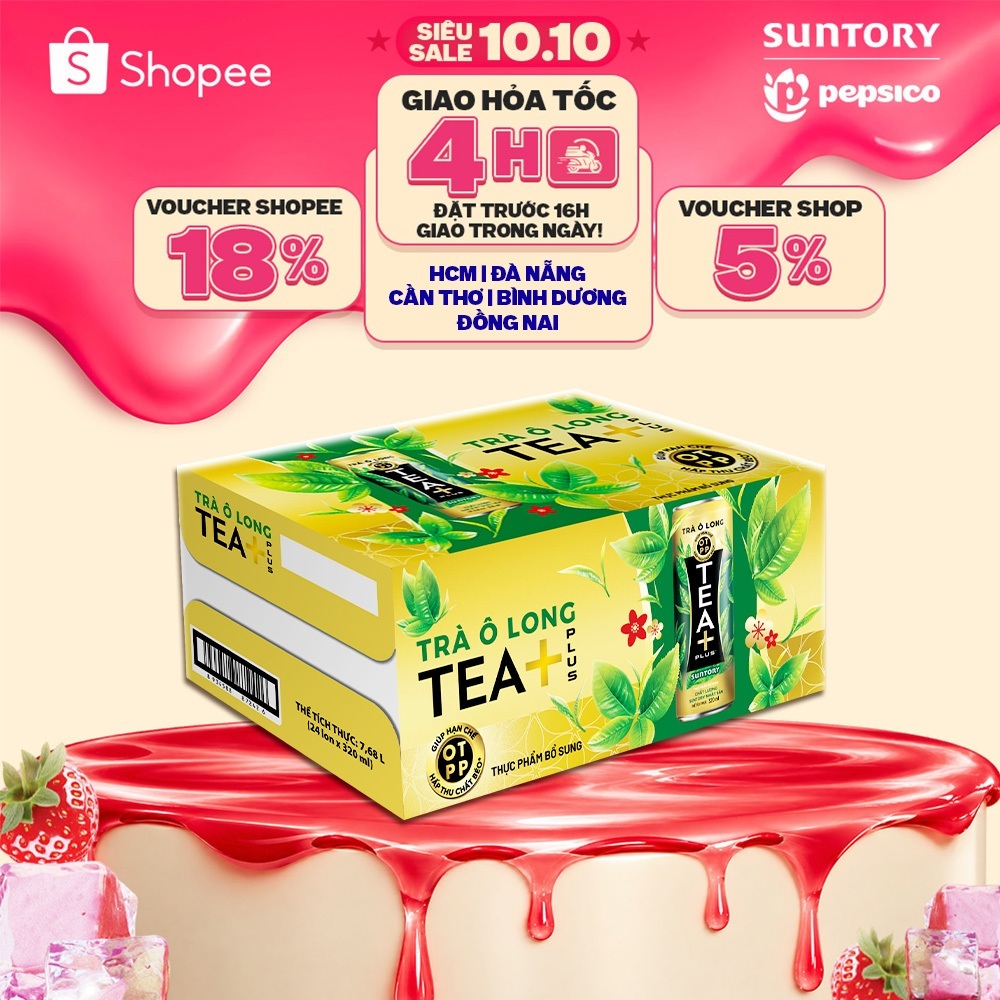 [Giao hỏa tốc] Thùng 24 Lon Trà Ô long Tea+ (320 ml/lon)