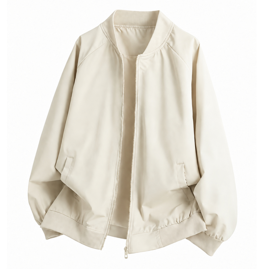 Áo Khoác Gió BOMBER TRƠN Unisex 2 Lớp Nam Nữ Form Rộng Tối Giản, Áo Khoác Bóng Chày Kiểu Nhật Cổ Bo Khóa Kéo