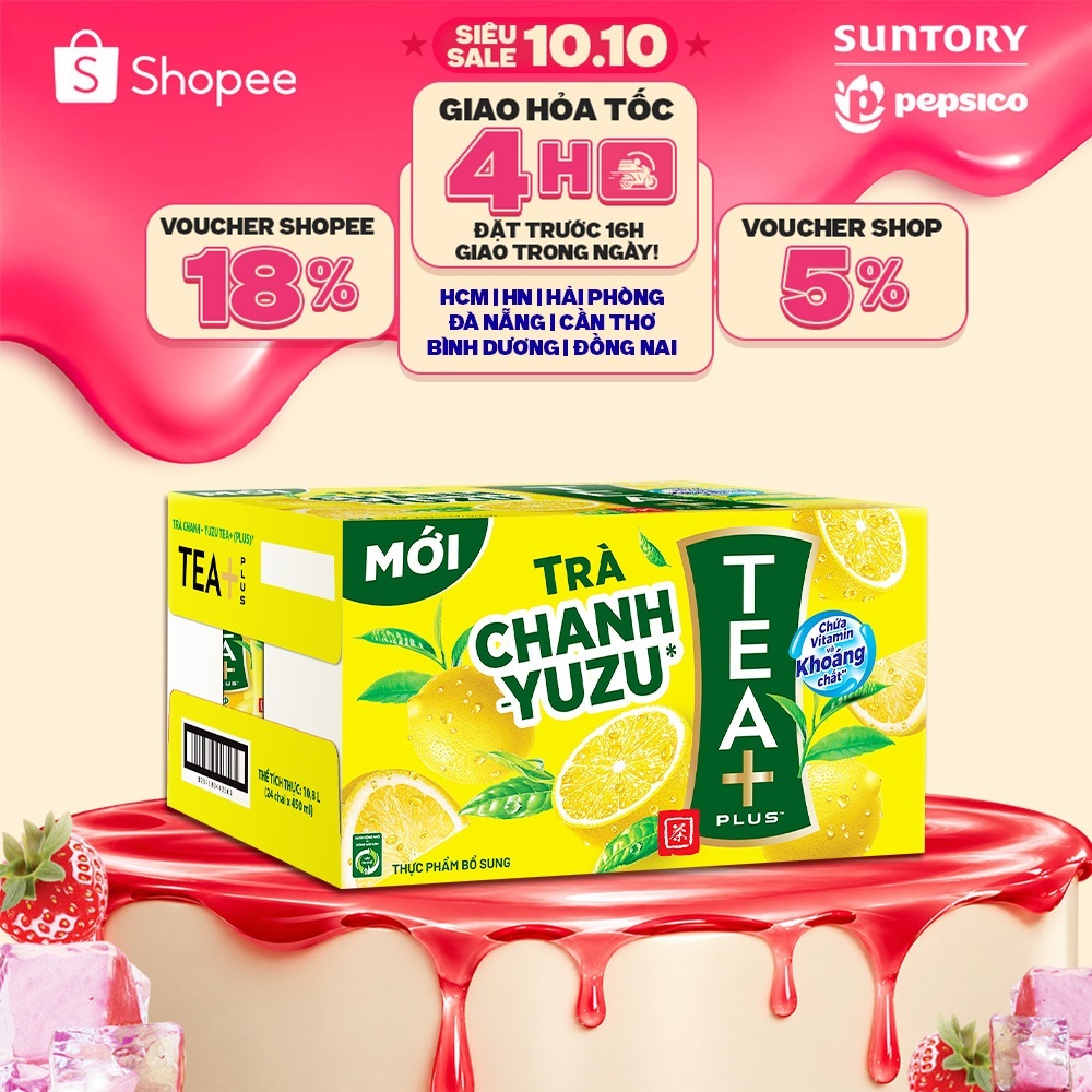 [MỚI-GIÁ DÙNG THỬ] Thùng 24 Chai Trà Ô long Tea+ Vị Chanh Yuzu (450 ml/chai)