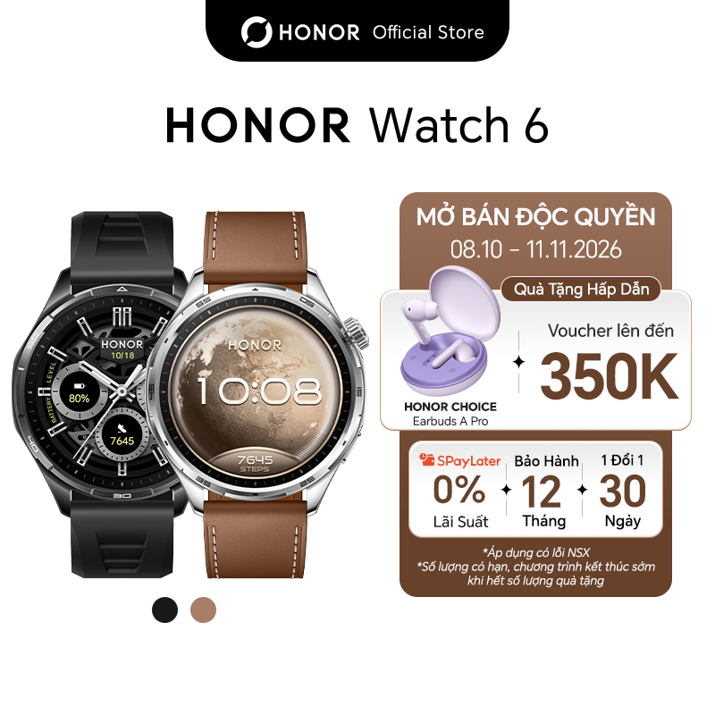 Đồng Hồ Thông Minh Honor Watch 6, Màn Hình AMOLED 1.46 inch, Pin Đến 35 Ngày, GPS, NFC, 120+ Chế Độ Thể Thao
