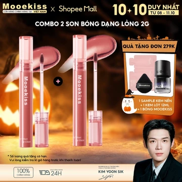 [KOL Combo] 2 Son Bóng Dạng Lỏng Mooekiss Tint Bóng Căng Mọng Môi Dưỡng Ẩm Giữ Màu Lâu Trôi 12H Chính Hãng S01