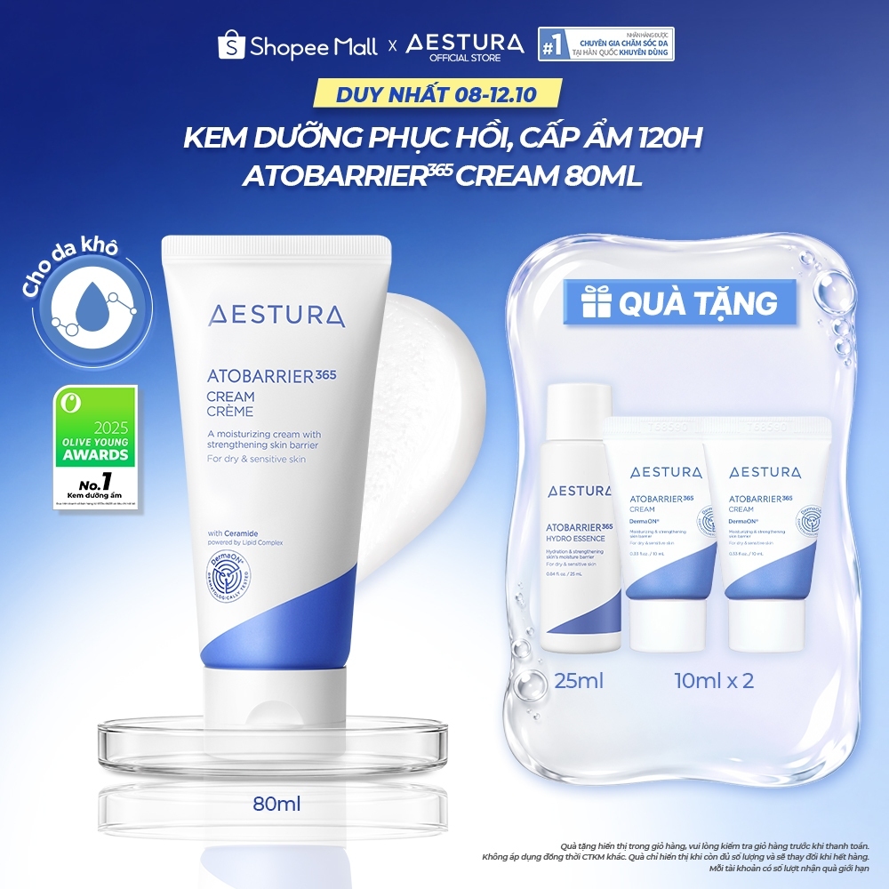 Kem dưỡng ẩm phục hồi và chăm sóc hàng rào bảo vệ da AESTURA ATOBARRIER365 Cream 80ml