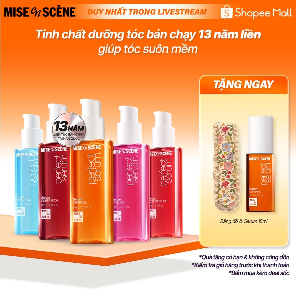 Tinh chất dưỡng tóc mise en scène Perfect Serum 80ml phục hồi hư tổn, suôn mượt, chắc khỏe
