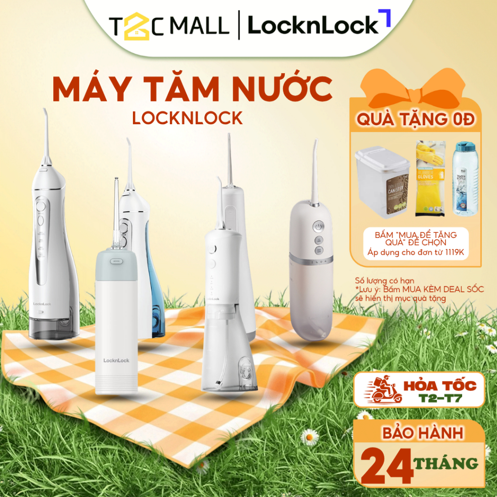 Máy tăm nước LocknLock Không Dây Kèm Đầu Tăm 4 Chế Độ ENR166GRY, ENR156BLU, ENR146WHT, ENR154WHT-T2C