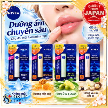 NIVEA Deep Moisture Lip 2.2g Son Dưỡng Môi Dưỡng Ẩm Chuyên Sâu SPF26 PA++ Ngừa Khô Nứt 4 Loại