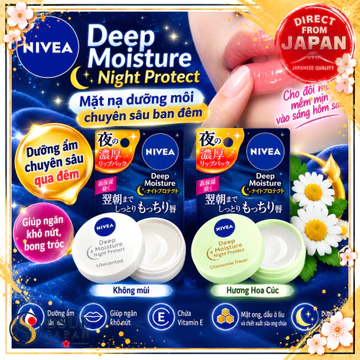 NIVEA Deep Moisture Night Protect 7g Son Dưỡng Môi Ban Đêm Dưỡng Ẩm Chuyên Sâu Ngừa Khô Nứt 2 Loại