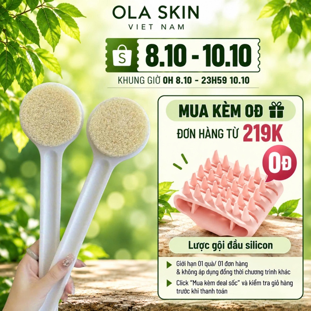 Bàn Chải Cọ Lưng Siêu Mềm Mịn Xuất Nhật, Hỗ Trợ Tẩy Da Chết Chải Khô Body Hiệu Quả