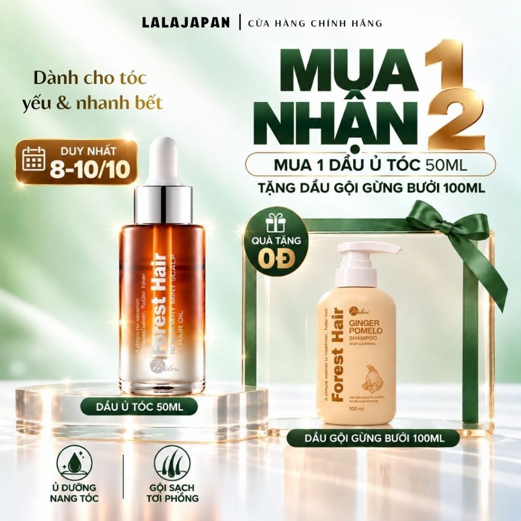 【 MUA 1 TẶNG 1】Dầu ủ Gừng Hương Thảo FOREST HAIR Rosemary Mint Scalp Hair Oil mọc tóc hỗ trợ giảm rụng, dưỡng nang